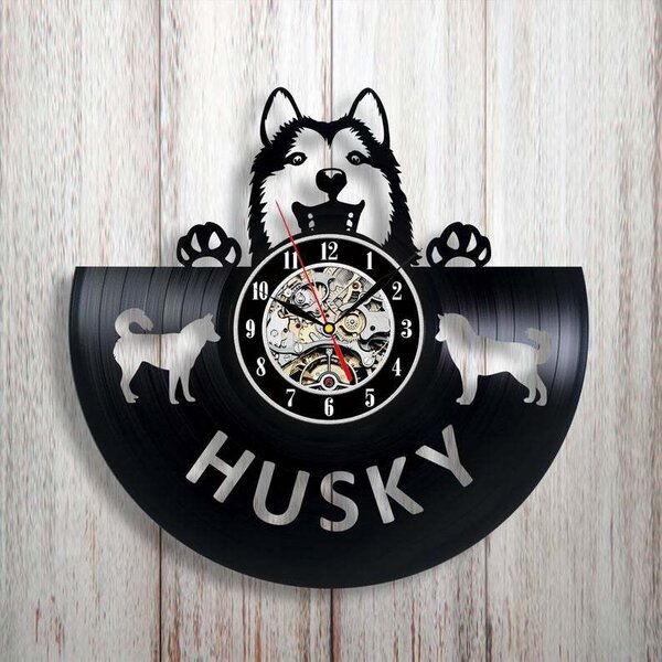 Beling vinylové nástenné hodiny Husky čierne, GLX52Q6