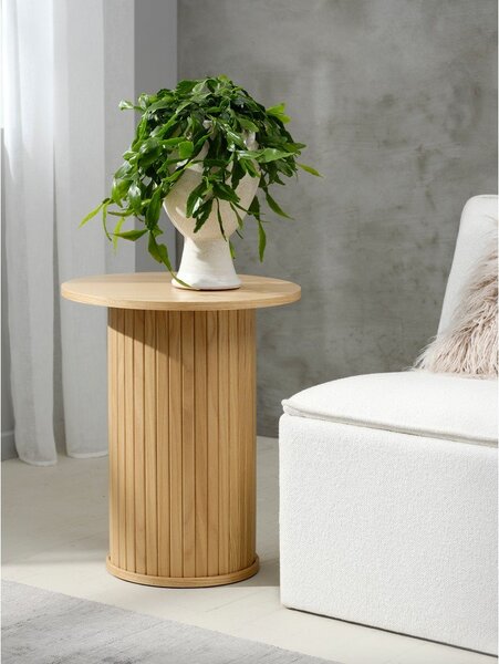 Okrúhly odkladací stolík v dekore duba ø 50 cm Nola – Unique Furniture