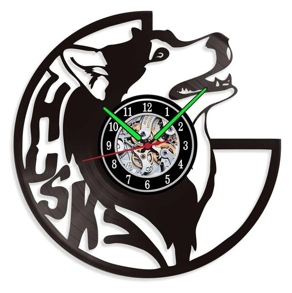 Beling vinylové nástenné hodiny Husky 2 čierne, GLX52Q45
