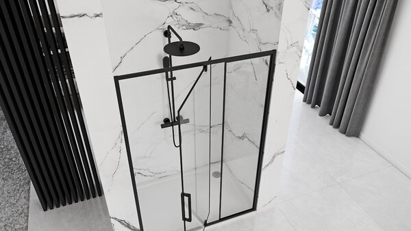 Rea Rapid Swing, 1-krídlové sprchové dvere 120 x 195 cm, 6mm číre sklo, čierny profil, REA-K6413