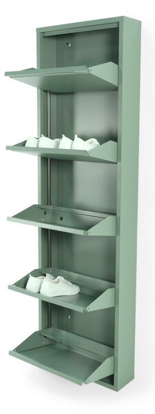 Sivozelená kovová výklopná skrinka na topánky 50x169x15 cm Billy – Spinder Design