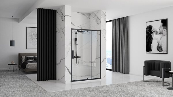 Rea Rapid Swing, 1-krídlové sprchové dvere 120 x 195 cm, 6mm číre sklo, čierny profil, REA-K6413