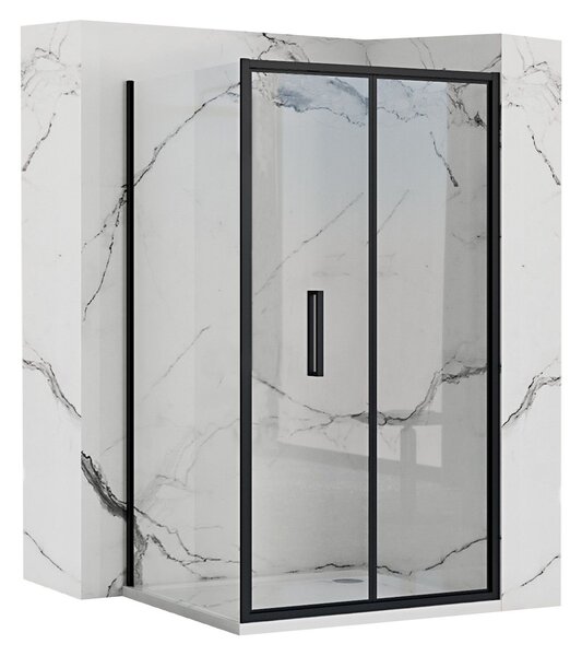 Sprchovací kút REA RAPID FOLD 100/dvere x 90/zástena cm, čierny/transparent - bez vaničky
