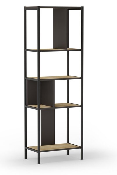 Knižnica v dekore duba v čierno-prírodnej farbe 58x175 cm Alabama – Marckeric