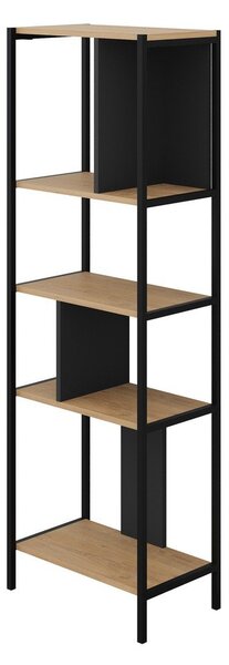 Knižnica v dekore duba v čierno-prírodnej farbe 58x175 cm Alabama – Marckeric