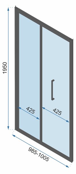 Rea Rapid Fold, skladacie sprchové dvere 100x195 cm, 4mm číre sklo, čierny profil, REA-K6420