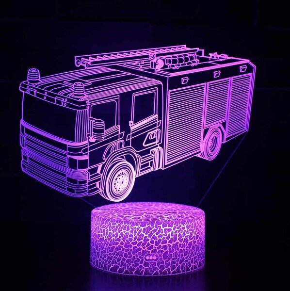 Beling 3D lampa,Hasičské auto, 7 farebná HG5