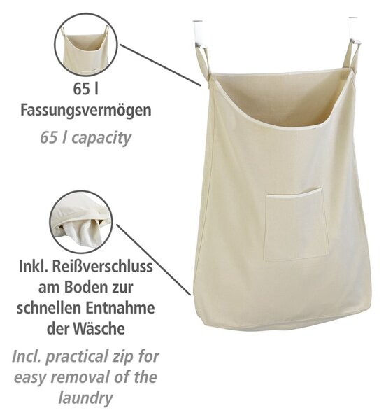Béžový závesný kôš na bielizeň Wenko Door Laundry, 65 l