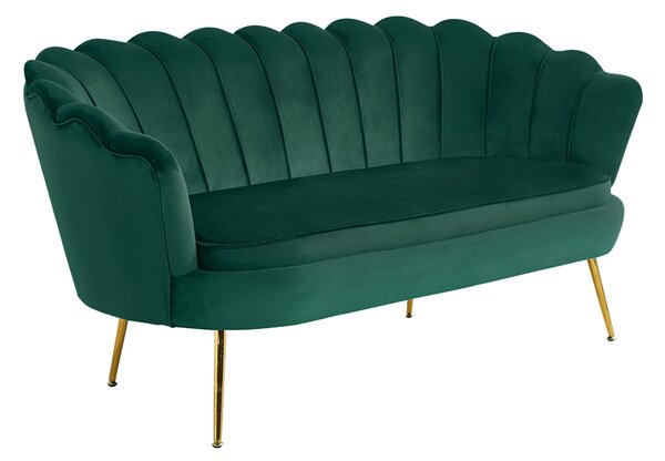 KONDELA Luxusná pohovka, 2,5 sed, smaragdová/zlatá, Art-deco, NOBLIN