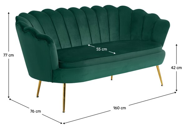 KONDELA Luxusná pohovka, 2,5 sed, smaragdová/zlatá, Art-deco, NOBLIN