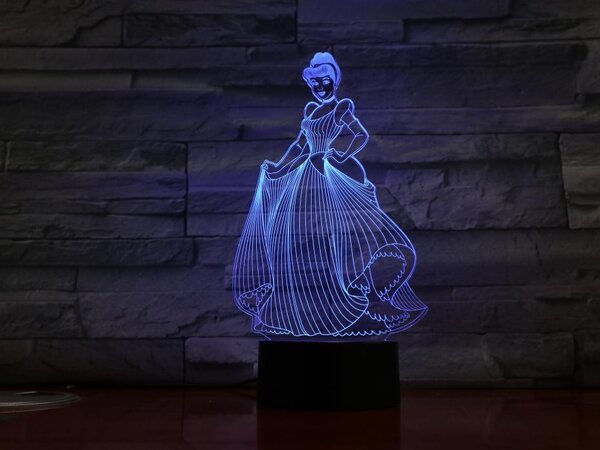 Beling 3D lampa,Cinderella, 7 Farebná RLSQWS