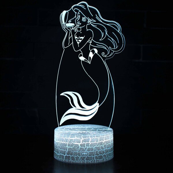 Beling 3D lampa, Ariel – The Little Mermaid , 7 Farebná RL8D