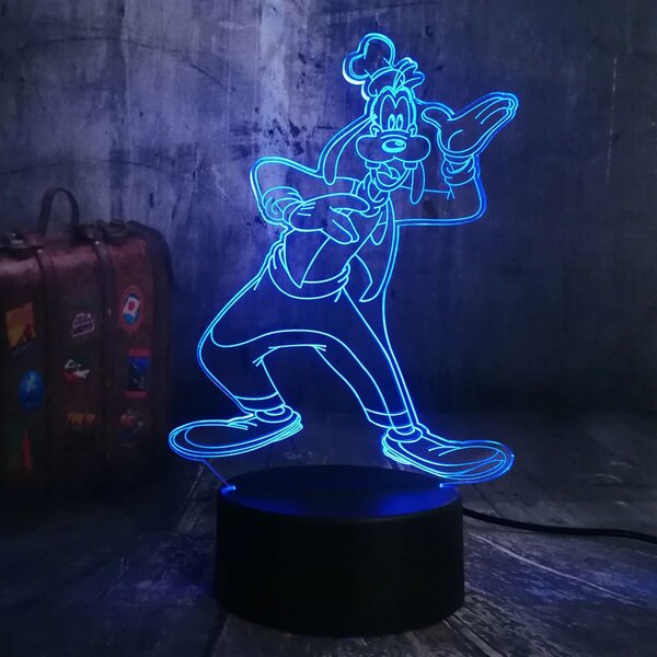 Beling 3D lampa,Goofy, 7 Farebná R55M