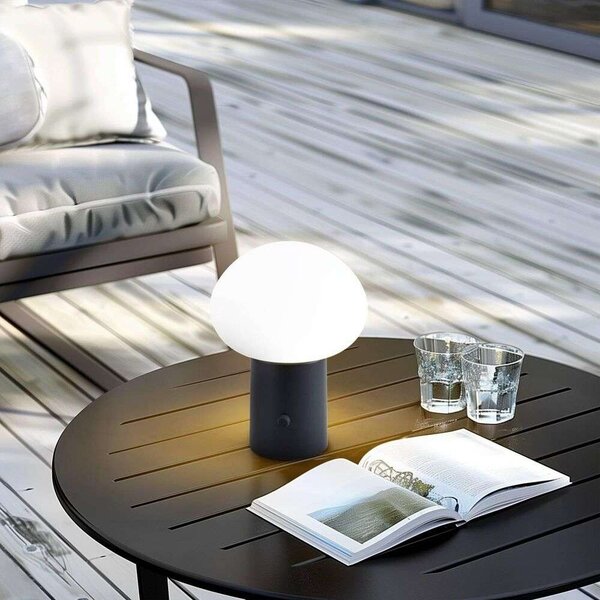 Lindby - Zelie Portable Stolová Lampa IP44 Čierna/Biela