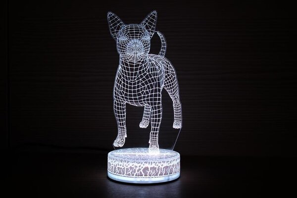 Beling 3D lampa,Čivava 1, 7 farebná QS3DDF52S