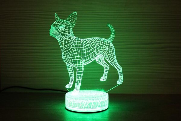 Beling 3D lampa,Čivava 2, 7 farebná QS352SGGF