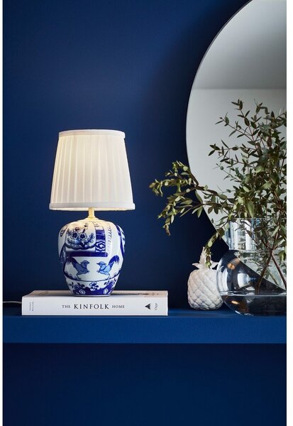 Modro-biela stolová lampa Markslöjd Goteborg, výška 33 cm