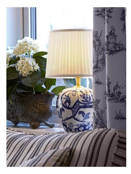Modro-biela stolová lampa Markslöjd Goteborg, výška 33 cm