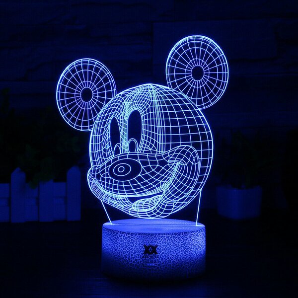 Beling 3D lampa Mickey mouse, 7 Farebná QSX8F