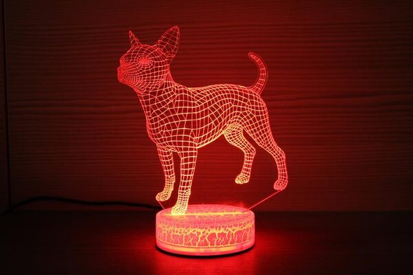 Beling 3D lampa,Čivava 2, 7 farebná QS352SGGF