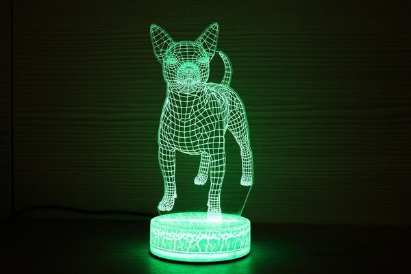 Beling 3D lampa,Čivava 1, 7 farebná QS3DDF52S