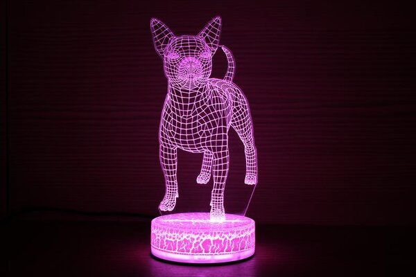 Beling 3D lampa,Čivava 1, 7 farebná QS3DDF52S