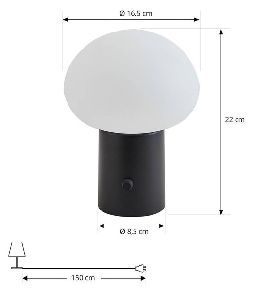 Lindby - Zelie Portable Stolová Lampa IP44 Čierna/Biela