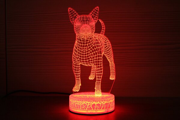 Beling 3D lampa,Čivava 1, 7 farebná QS3DDF52S