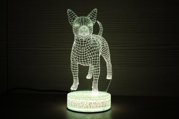 Beling 3D lampa,Čivava 1, 7 farebná QS3DDF52S
