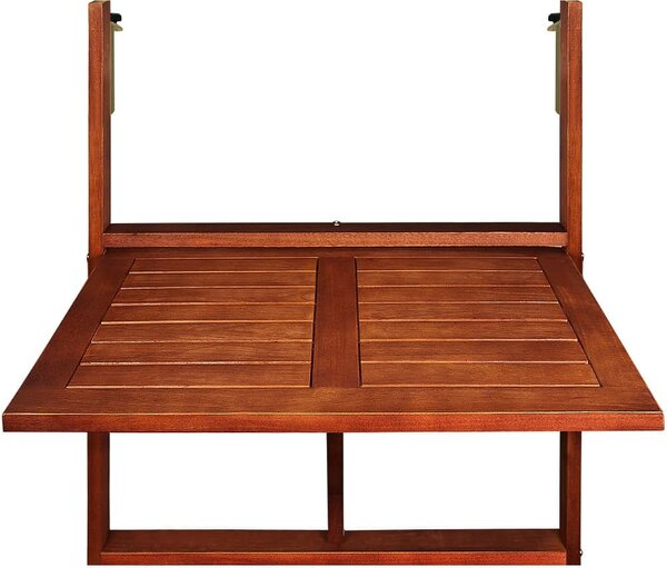 Závesný balkónový stolík, akáciové drevo 65x45x87cm, certifikát FSC®- sklápací