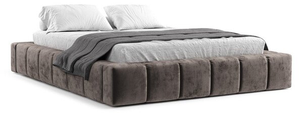 Hnedá čalúnená dvojlôžková posteľ s úložným priestorom s roštom 160x200 cm Aruba L – Maison de Rêve
