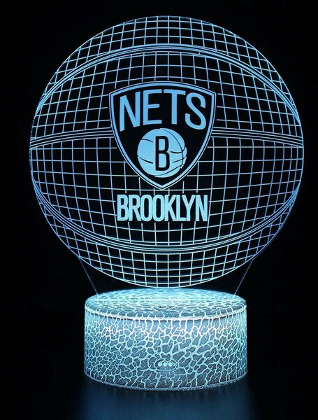 Beling 3D lampa,NBA Brooklyn Nets, 16 farebná QX7
