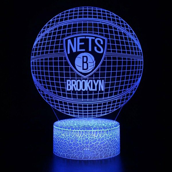 Beling 3D lampa,NBA Brooklyn Nets, 16 farebná QX7