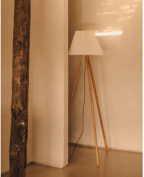 Stojacia lampa v prírodnej farbe s textilným tienidlom (výška 149 cm) Benicarlo – Kave Home