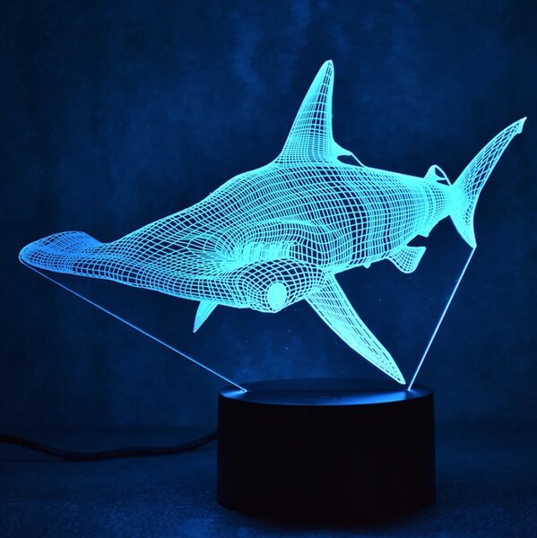 Beling 3D lampa Žralok kladivohlavý, 7 farebná S4336DCV