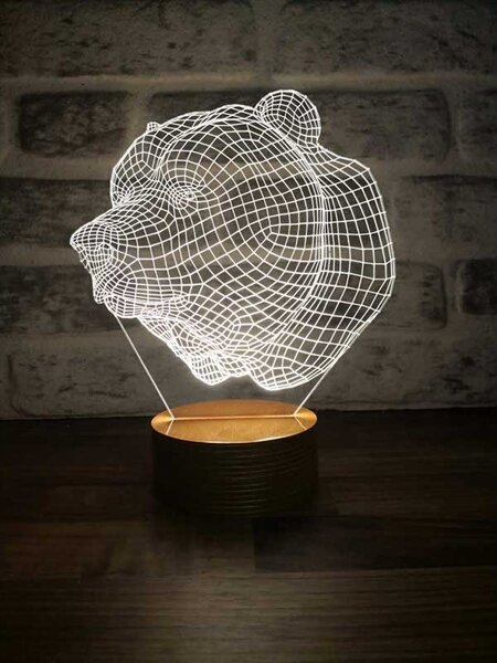 Beling 3D lampa Medvedia hlava, 7 farebná SLO77K