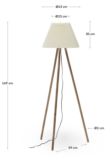 Stojacia lampa v prírodnej farbe s textilným tienidlom (výška 149 cm) Benicarlo – Kave Home