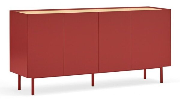 Červená nízka komoda v dekore duba 165x78 cm Arista – Teulat