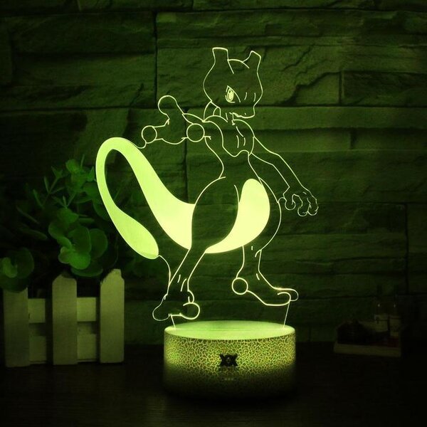 Beling 3D lampa, Mewtwo, 7 farebná 9V55