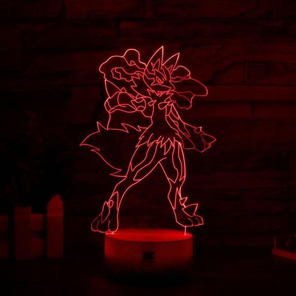 Beling 3D lampa, Mega Lucario, 7 farebná 9V