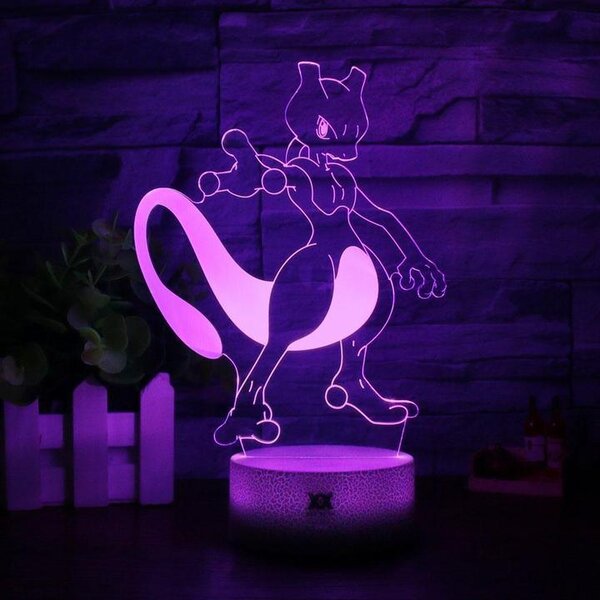 Beling 3D lampa, Mewtwo, 7 farebná 9V55