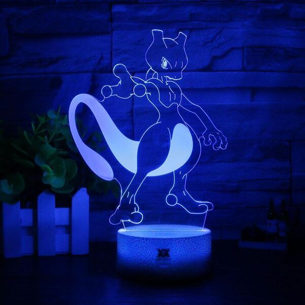 Beling 3D lampa, Mewtwo, 7 farebná 9V55