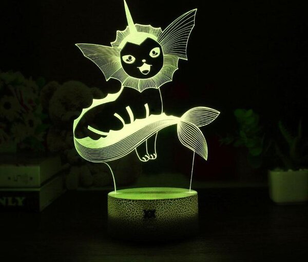 Beling 3D lampa, Vaporeon, 7 farebná, QW5F6