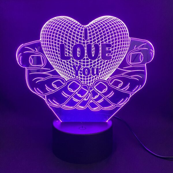 Beling 3D lampa, Valnetínske srdce v ruke 7 farebná S30KW785C