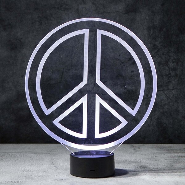 Beling 3D lampa, Svetový mier-symbol, 7 farebná S312DD5