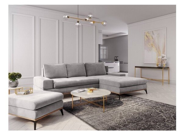 Svetlosivá rozkladacia rohová pohovka Windsor & Co Sofas Planet, pravý roh