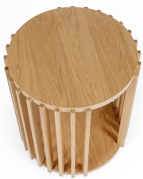 Odkladací stolík z dubového dreva Woodman Drum, ø 53 cm