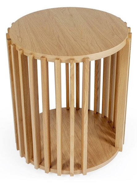 Odkladací stolík z dubového dreva Woodman Drum, ø 53 cm