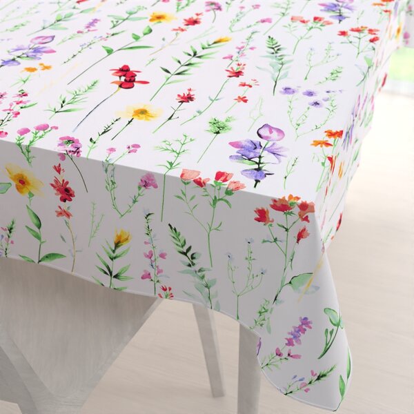 Biante Bavlnený obdĺžnikový obrus Sandra SA-492 Kvetovaná lúka na bielom 50x100 cm