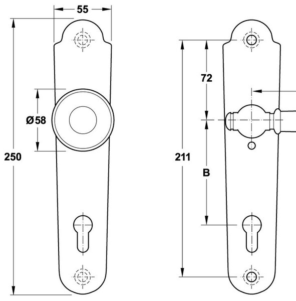 GALBUSERA Kované bezpečnostné kovanie 4358 - 72 mm, kľučka/kľučka, antická čierna